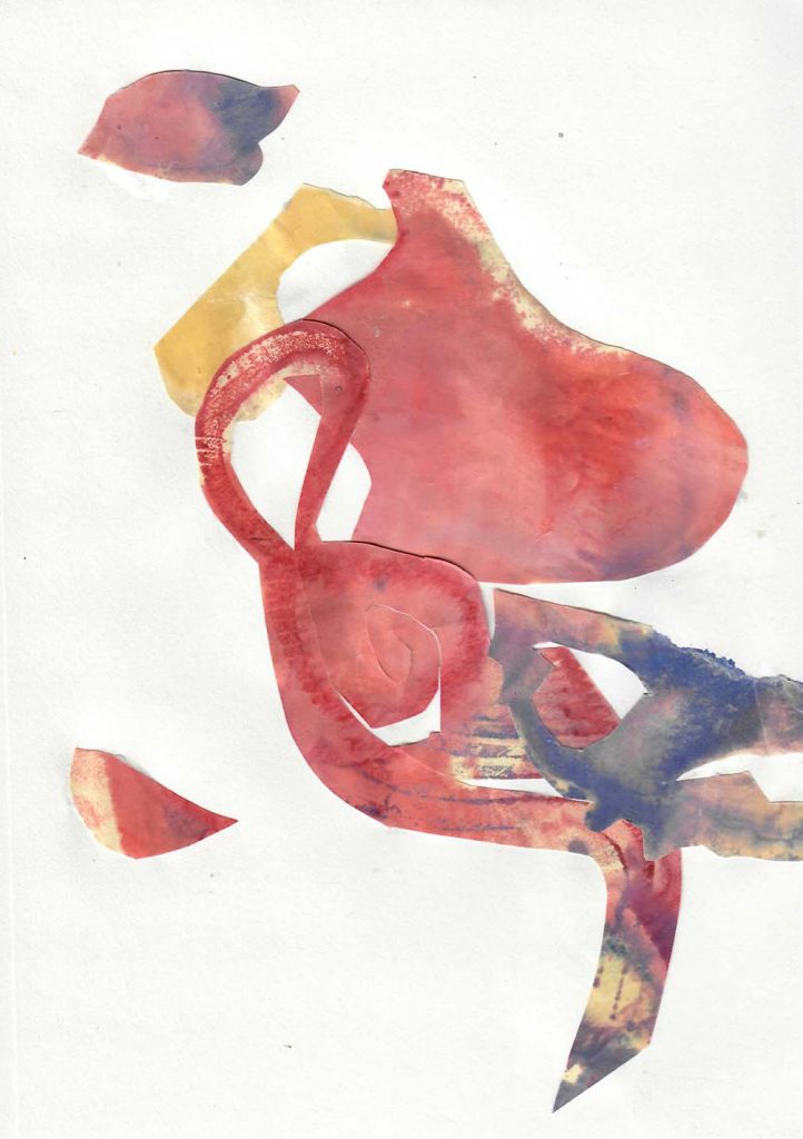 encaustic monotype collage left side of sketchbook