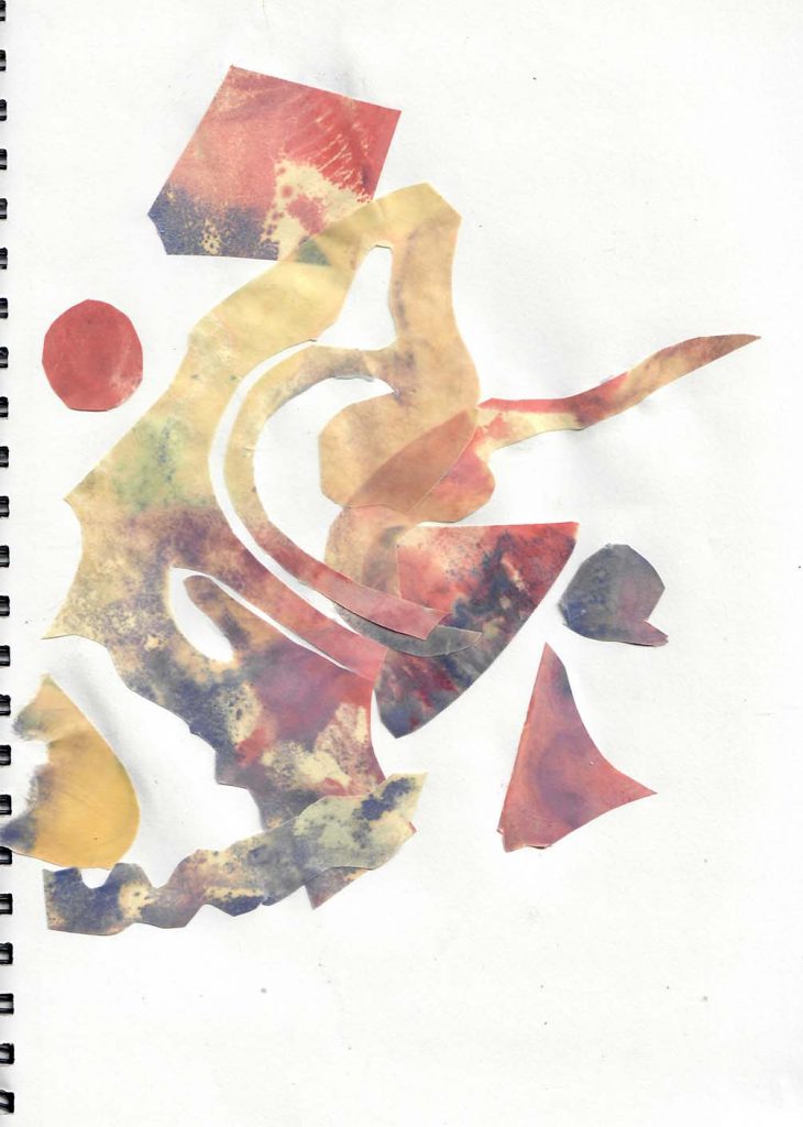 encaustic monotype collage right side of sketchbook